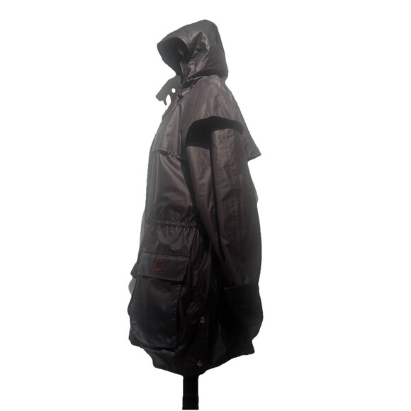 VTG Woolrich Made in USA Waxed Cotton Barn Coat Jacket Womens L Wool Plaid Lined - Picture 12 of 13